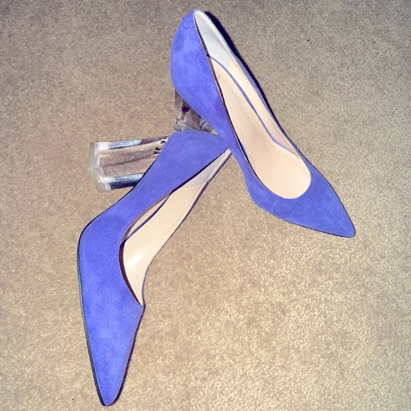 Marc Fisher Shoes - Marc Fisher 3in Purple Suede Clear Block Heels